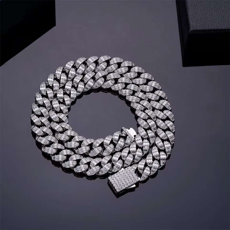 Fashion Hip Hop Reasonable Price Jewelry Purple Box Clasp Zircon Brass Miami Cuban Chain Choker Necklace