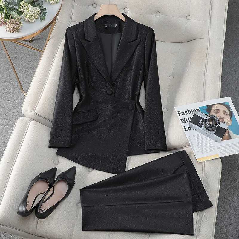 ZJYT Elegant Business Chic Formal Blazer Pant Sets Two Piece Womens Outfit Plus Size Clothing Spring 2025 Jacket Trousers Suits X250704