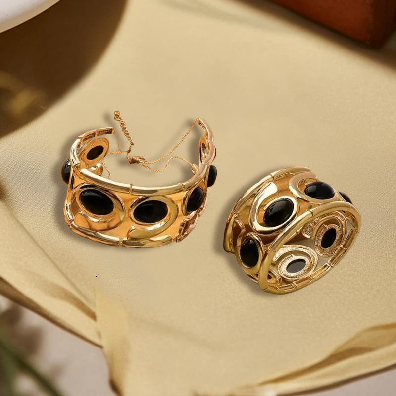 Decoding Natural Stone Women's Ins Style High-end Bracelet 1 Gold Yellow Necklace Jewelry Set