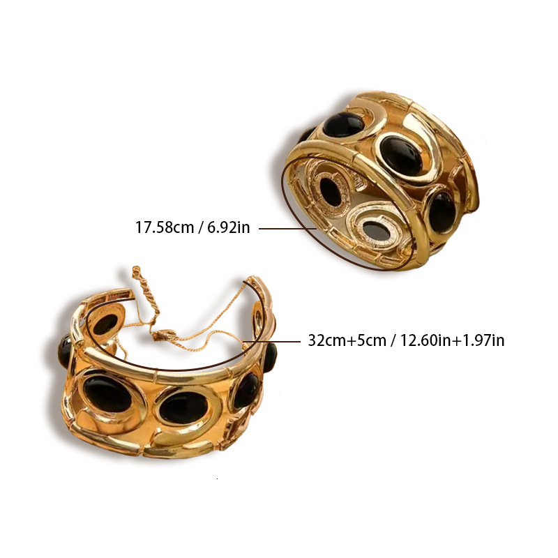 Decoding Natural Stone Women's Ins Style High-end Bracelet 1 Gold Yellow Necklace Jewelry Set
