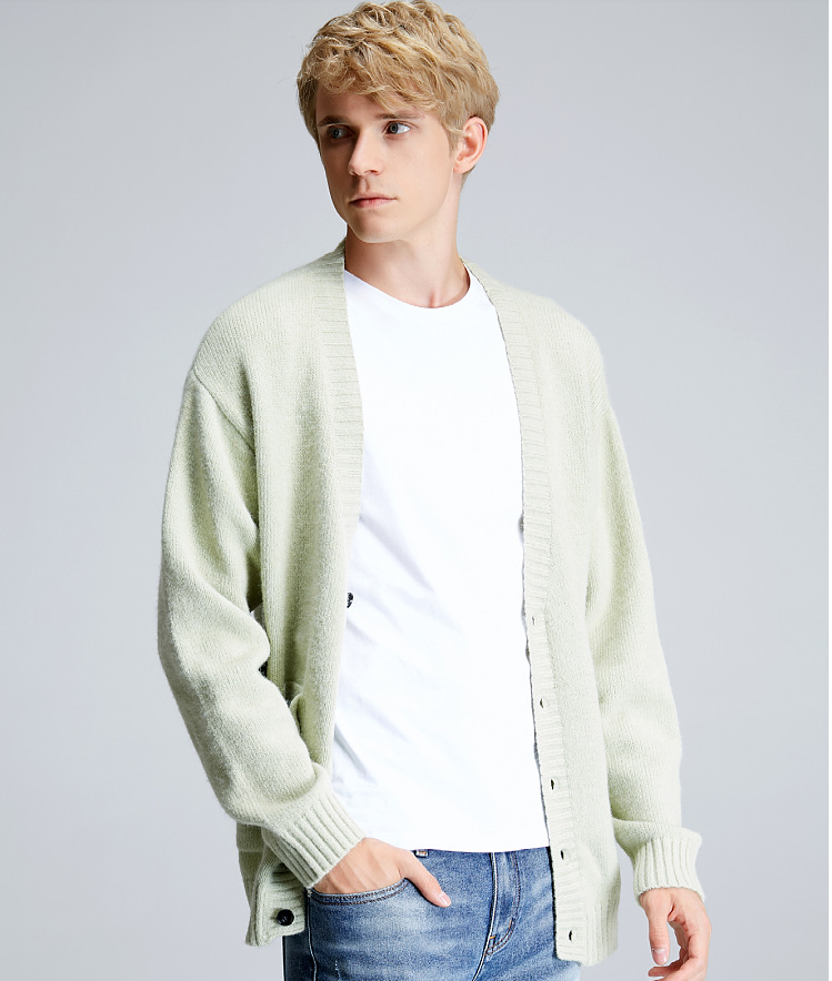 Men's Sweaters 2023 Men Solid Color V-neck Cardigan Long Sleeve Slim Single-Breasted Knitted Shirt Coat