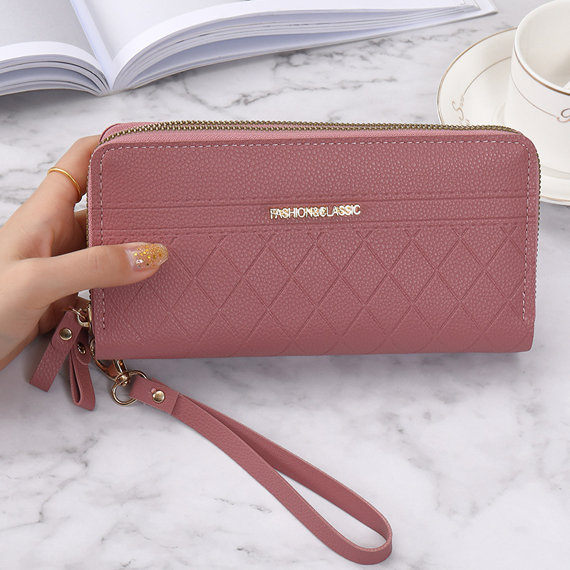 Free Shipping Designer Bag Korean Style Wallet For Women Long New Double Zipper High-end Solid Color Simple Clutch Bag Large Capacity Women's Wal