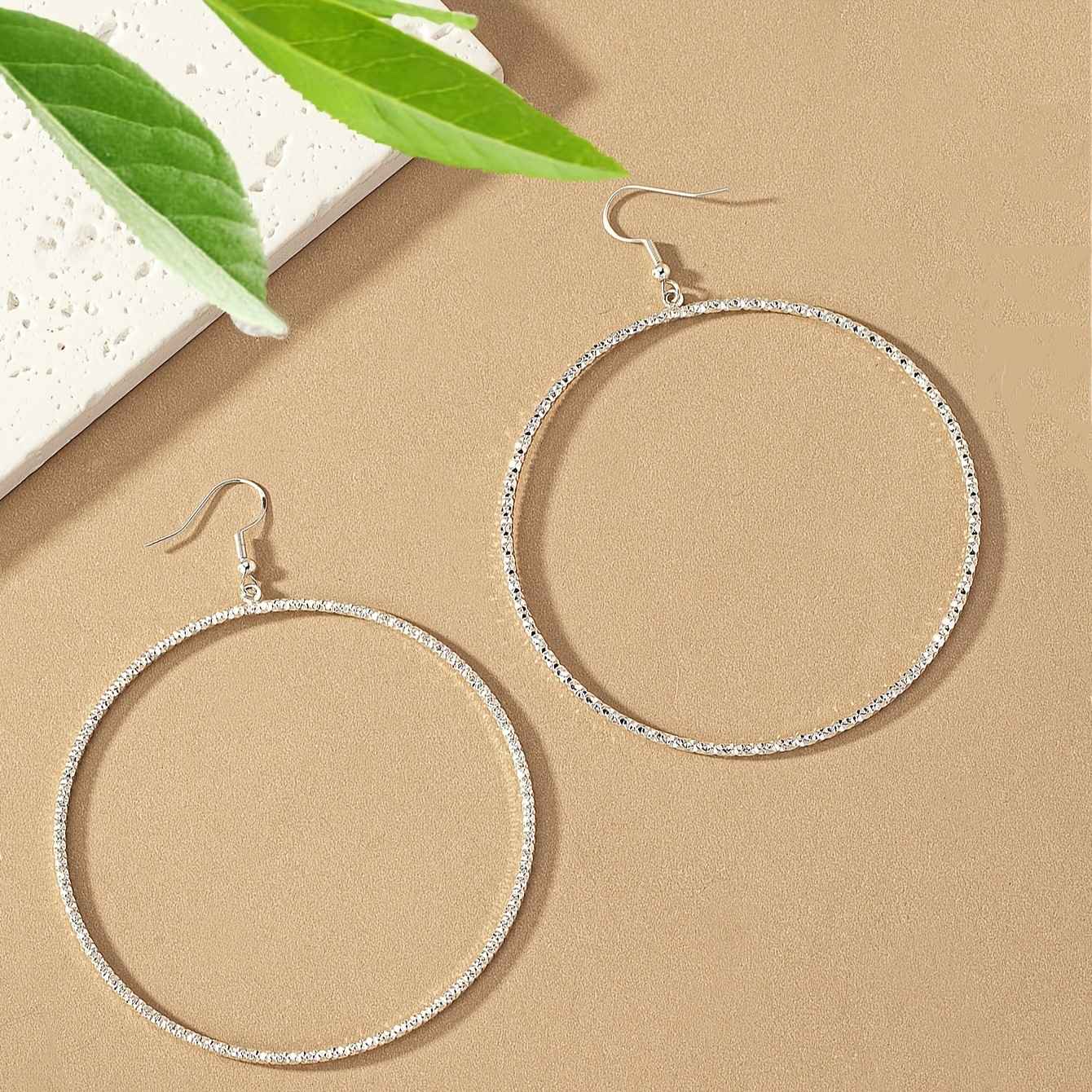 A Pair Of Personality Exaggerated Simple Fashion Trendy Pattern Large HOOP Round Hoop Earrings For Women