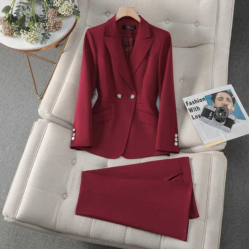 ZJYT Business Chic Formal Work Wear Jacket Pant Sets Women Elegant Blazer Suit Trousers Set Two Piece Outfit Plus Size Clothing X250704
