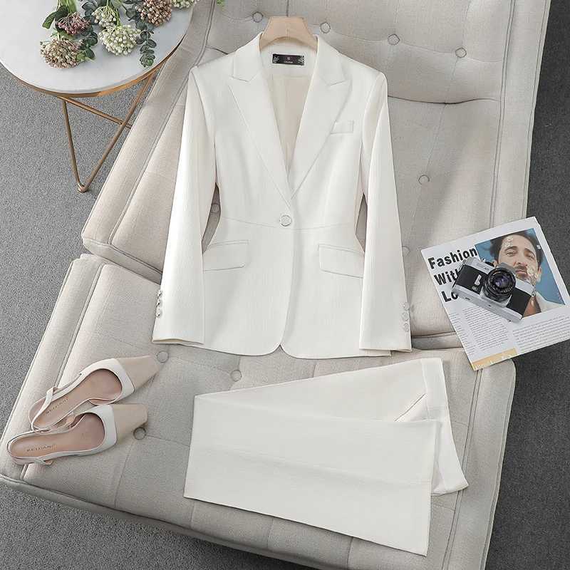 ZJYT Elegant Women Pant Sets 2 Pieces Womens Outfit 2025 Spring One Button Business Formal Blazer Trosuers Suit Plus Size Female X250704