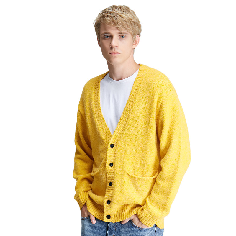 Men's Sweaters 2023 Men Solid Color V-neck Cardigan Long Sleeve Slim Single-Breasted Knitted Shirt Coat