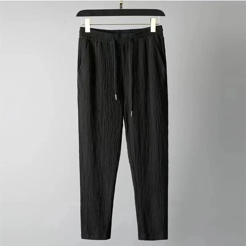 Mens Classic Shirt And Pants Set Business Casual Summer Fashion Size M To 4xl Striped Loose High Elastic 250704