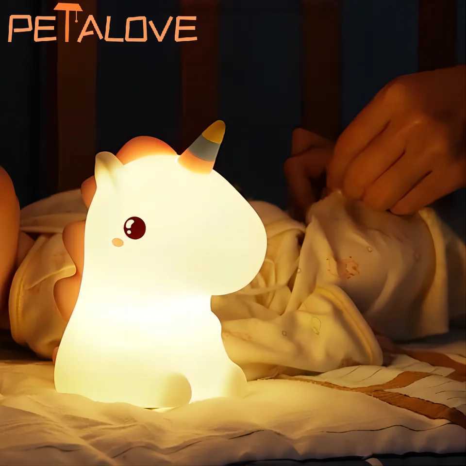 Night Light Cute Animal Panda Rabbit Duck Lovely Silicone Lamp Cloud Star Christmas Gift for Kids USB Recharge Warm Soft LightXJ250703