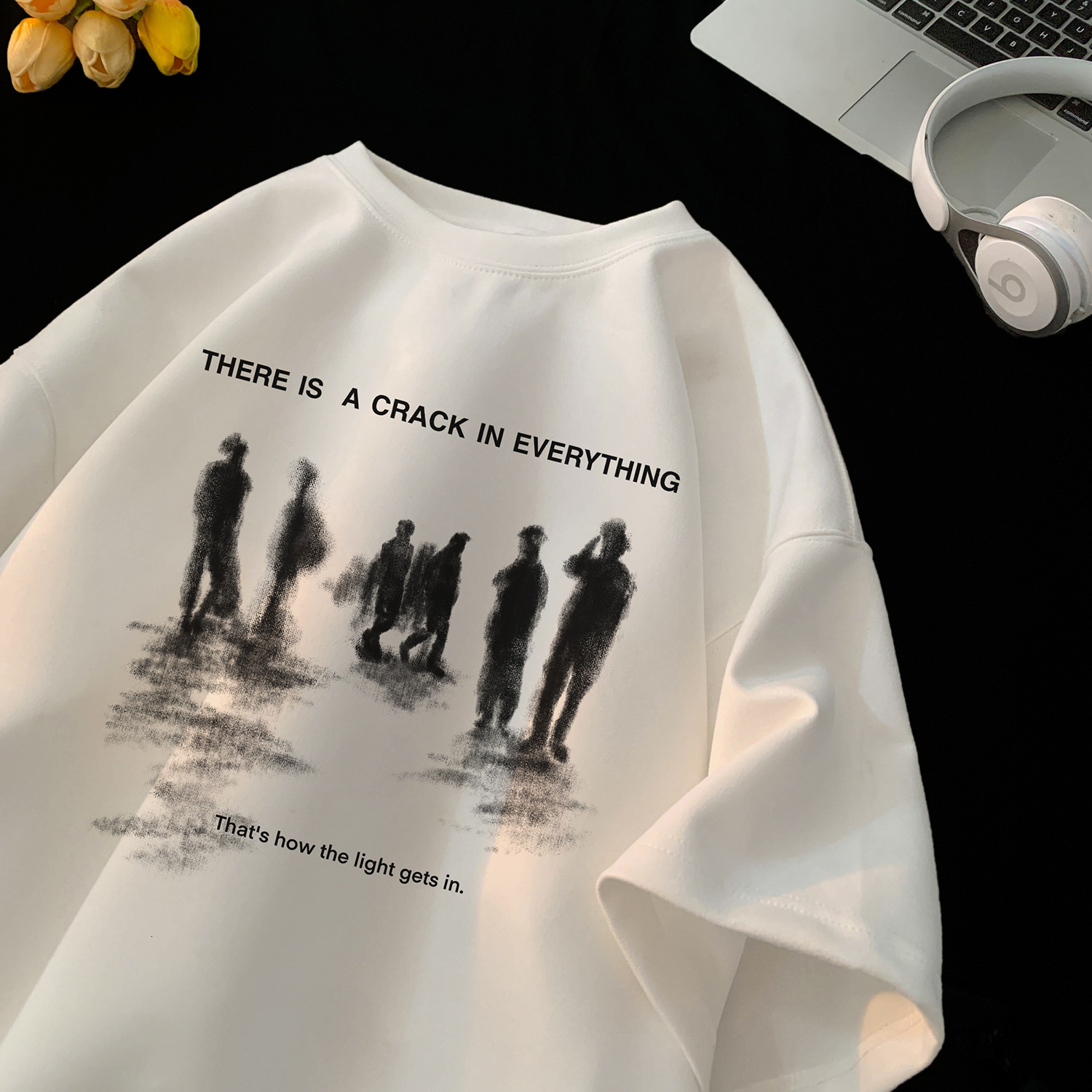 American High Street Printed Round Neck Short Sleeve T-shirt Designer Short Sleeves For Men 2025 Summer Thin High-end Trendy Brand Cool Couple Tee