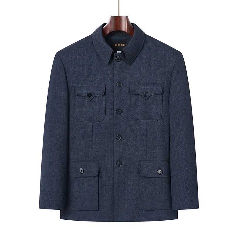 Men Sun Yat-sen Suit Gray Zhongshan Suit Twinset Traditional Chinese Two-Piece Ensemble Mao Tunic Coat and Pants 2pcs Outfits X250704