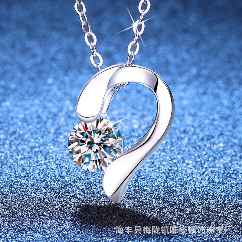 Weizi Jewelry Necklace S925 Pure S925ier Pendant Heart DeS925ign MoiS925S925anite Collarbone Chain d4e