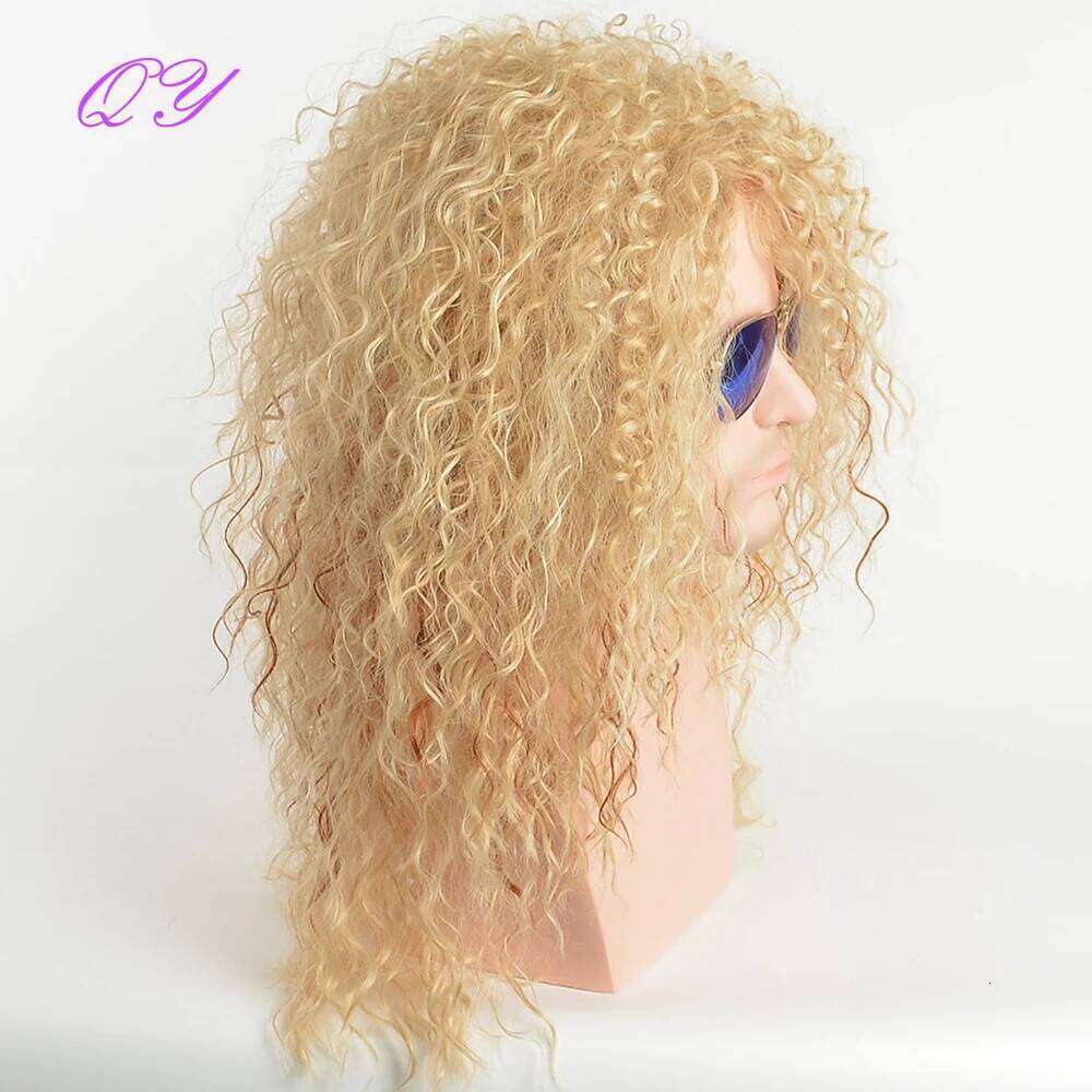 Synthetic Long Blonde water ripple Wigs For Men Curly Natural Adjustable Size Suitable for Daily Wear Man Hair Wig