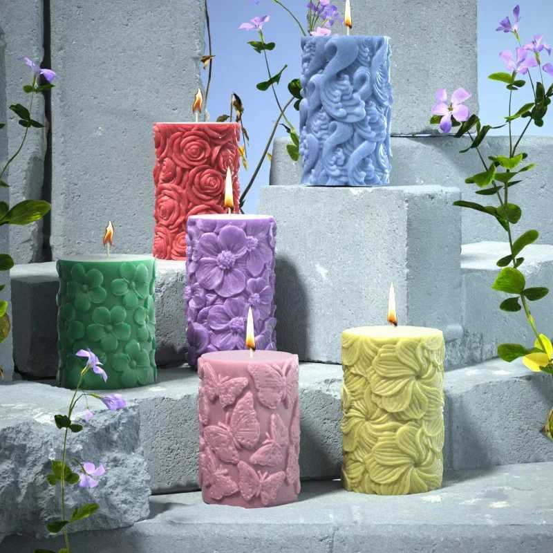 100% Aromatherapy Candle Silicone Molds DIY Butterfly Rose Wave Gypsum Ornament Fragrance Stone Crafts Epoxy Resin Mold W250704