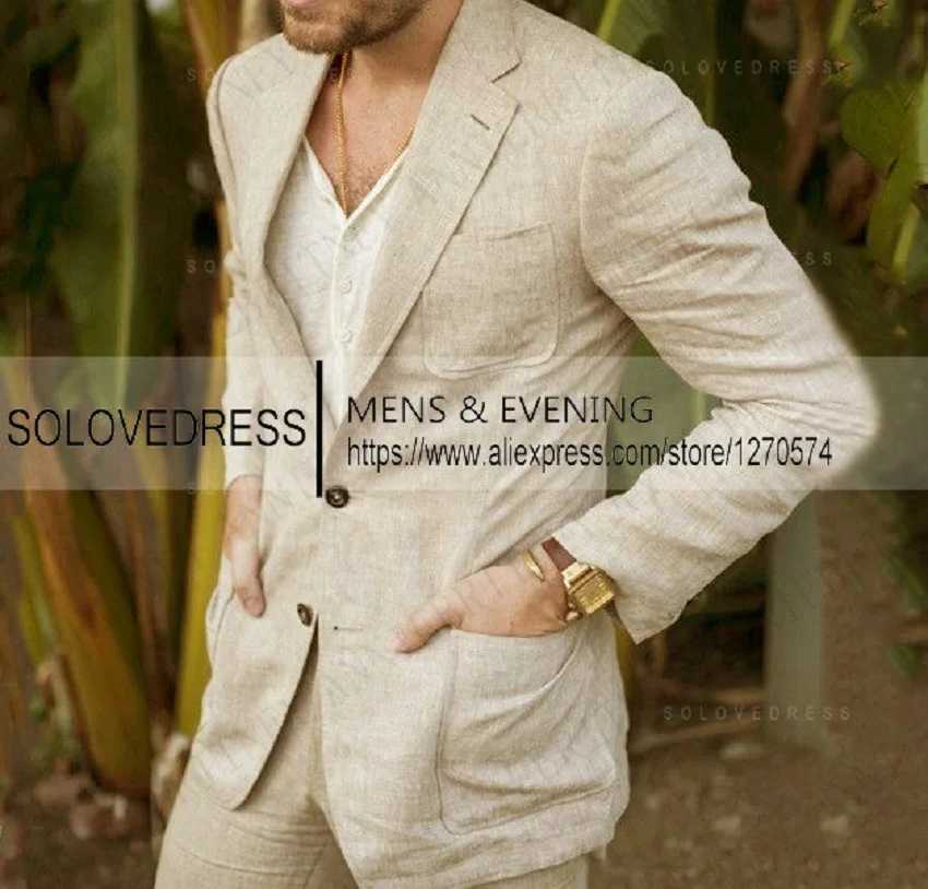 Summer Linen Suit Men Casual Party Classic Blazer Pants 2 Pieces Holiday Travel Tailor-made Breathable Cool Male Outfits X250704
