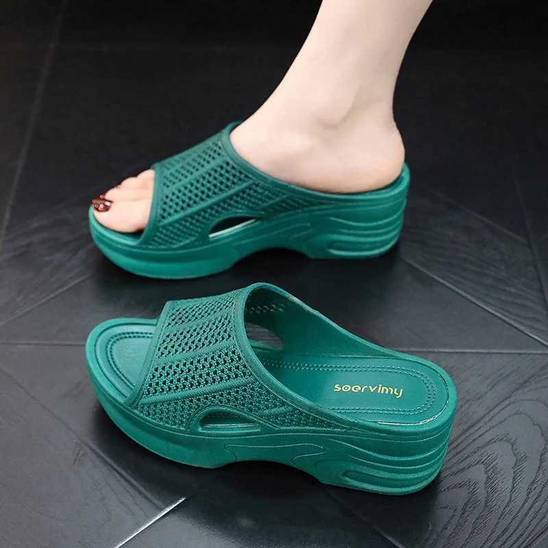 Womens Platform Mules Colgs Slip on Wedge Thick Sole Colg Slippers Fashion Heeled Flatform Sandals Beach Comfort Soft Slippers W250704