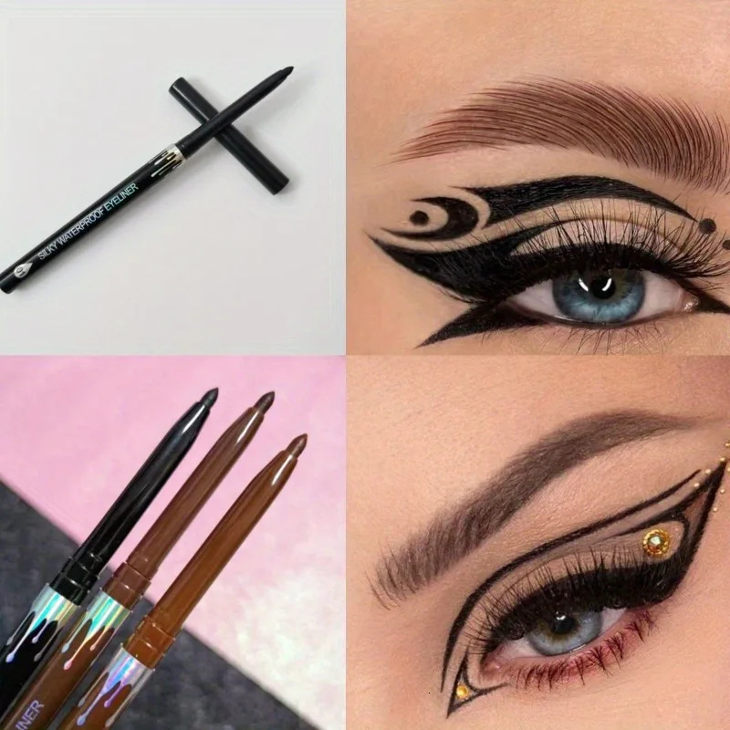 Smooth Eyeliner Gel Pencil Waterproof Long-lasting Ultra-fine Natural Soft Non-Smudge Black Brown Eyeliner Pen Makeup for Eyes 250704