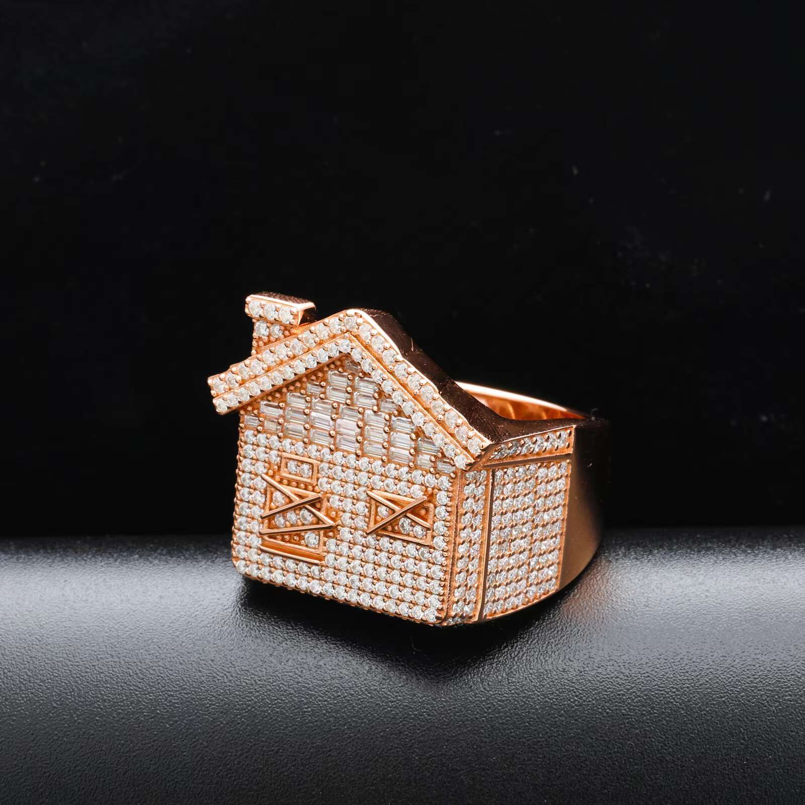 Pass Diamond Tester Moissanite Trap Houses Ring Jewelry Factory Custom 925 Silver Iced Out Hip Hop Rappers Ring for Men
