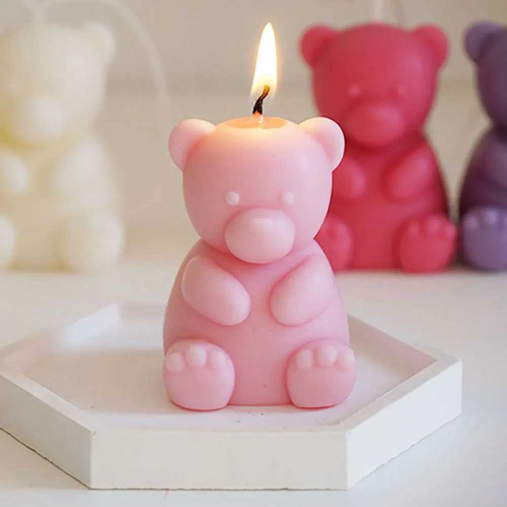 3D Cute Cartoon Bear Silicone Candle Mold DIY Handmade Soap Plaster Ice Cube Baking Mold Birthday Party Gift Making Mold W250704