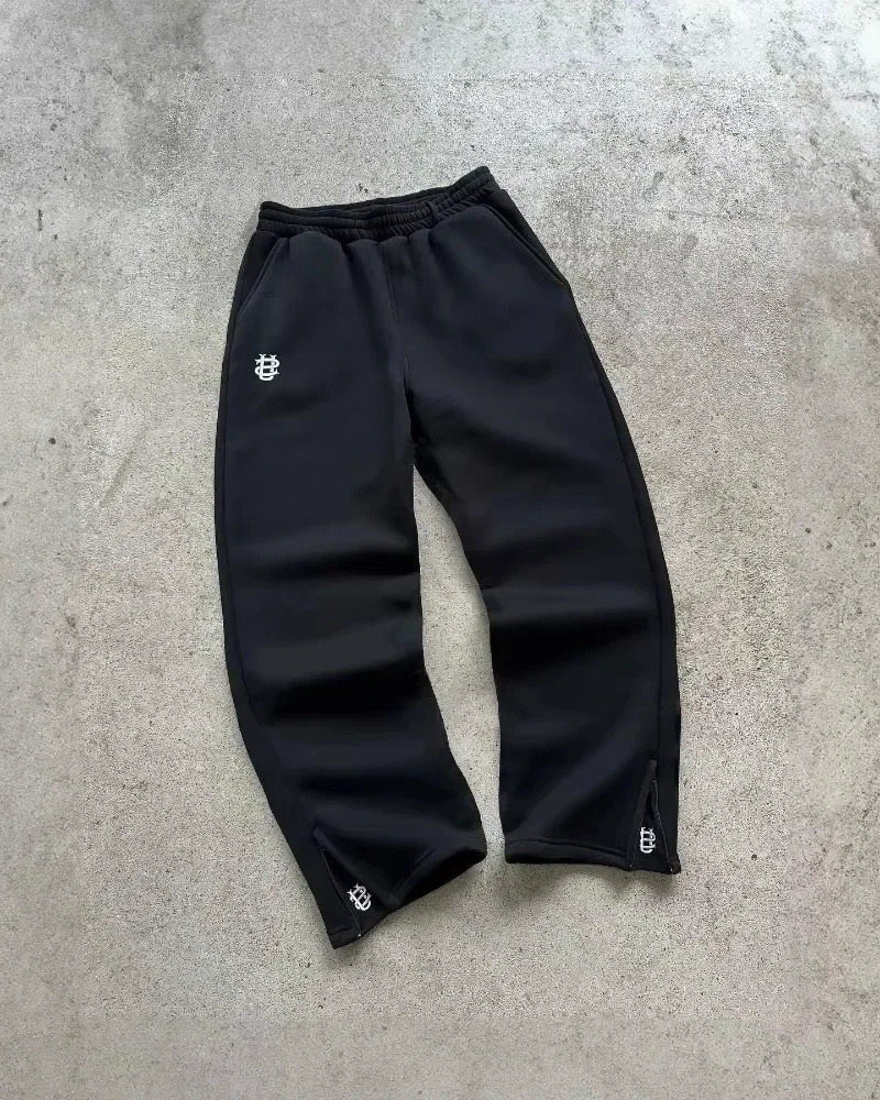 Vintage Basic Sweatpants Y2K Pants Men Women Harajuku Gothic Letter Embroidery Baggy Casual Wide Leg Trousers 250704