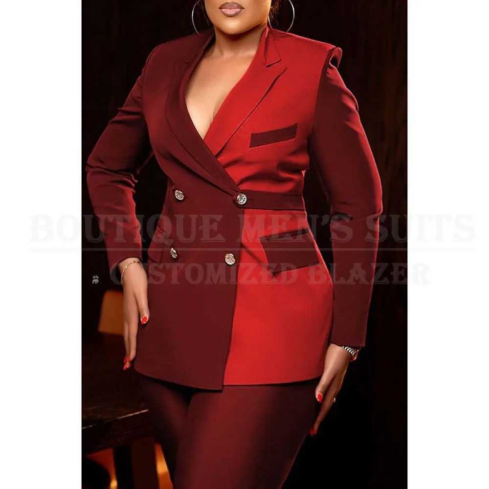 Luxury Womens Suits Blazer Elegant Double Breasted Peak Lapel Slim Fit 2 Piece Jacket Pants Sets Customized Office Outfits 2025 X250704