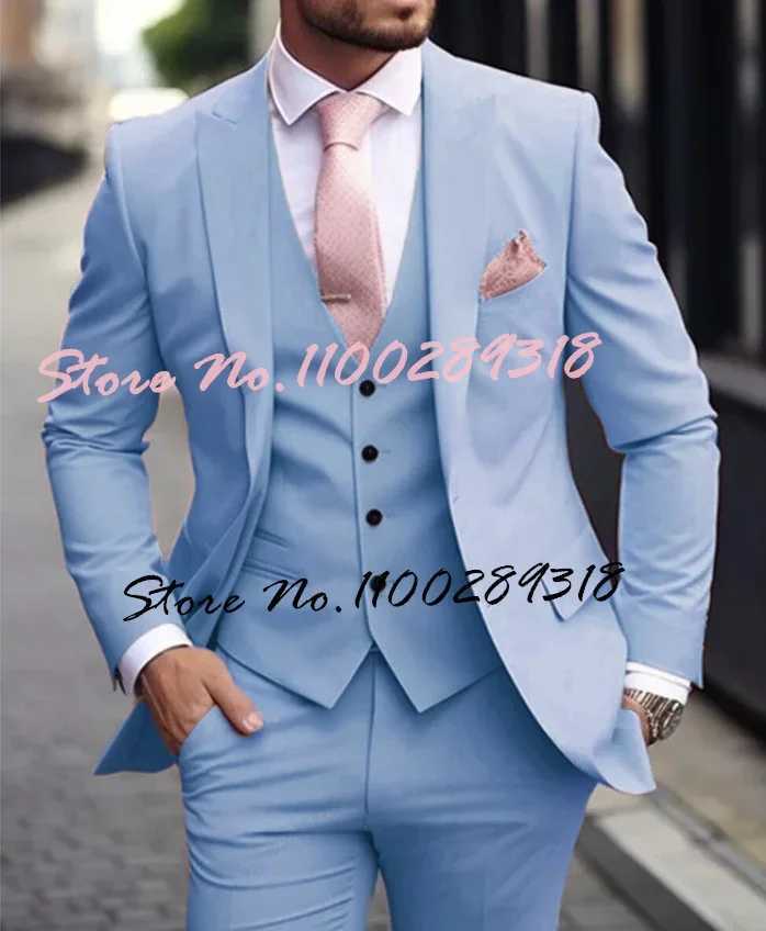 Pink Luxury Mens Suits Terno Formal Outfits 3 Piece Jacket Pants With Vest Slim Fit Luxury Costume Homme Formal Occasion Terno X250704