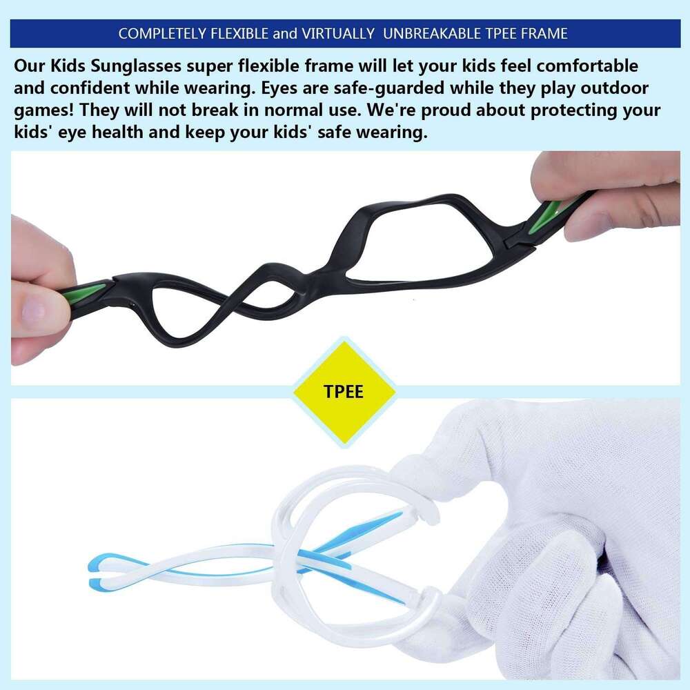 Kids Sunglasses 3 Polarized TPEE Unbreakable Flexible Sport Glasses UV Protection for Boys Girls Age 3-7