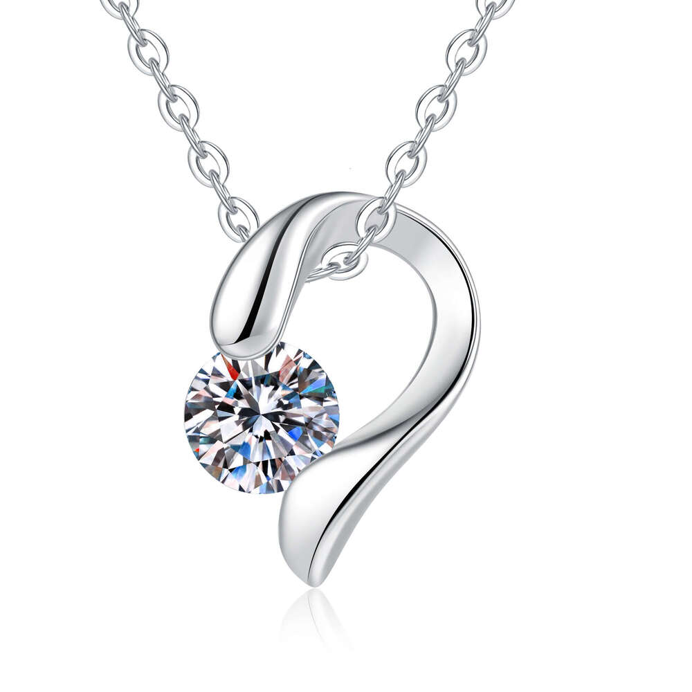 Weizi Jewelry Necklace S925 Pure S925ier Pendant Heart DeS925ign MoiS925S925anite Collarbone Chain d4e