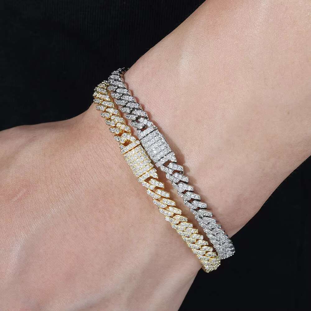 Factory Direct Sale 6MM Hip Hop Bracelet Cuban Chain Spring Buckle Single Row Zircon Cuban Bracelet for Men Jewelry