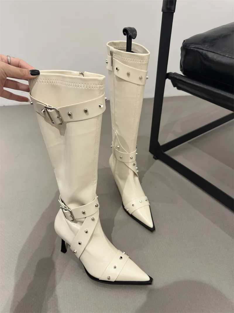 Knee High Boots for Women Cool Metal Pointed Toe High Heels FAshion WESTern Boots Female Sexy Ladies Booties Z250704