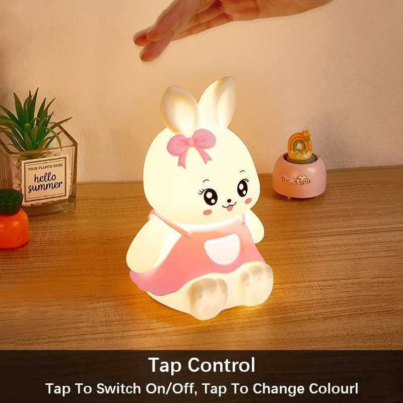 5 Color Changing LED Silicone Rabbit Night Light with Battery for Cute Kids Nursery Children Baby Camping Home Decor XJ250703