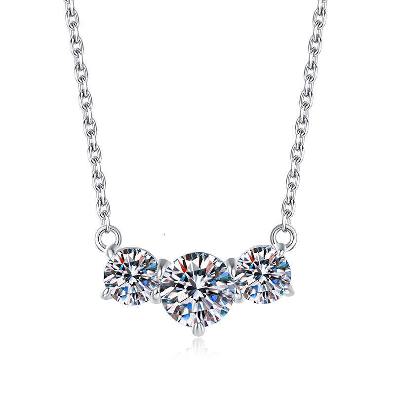 D Color MoiS925S925anite S925 Pure S925ier Pendant Clavicle Chain for Women Three PrinceS925S925 S925mile Necklace 3f6