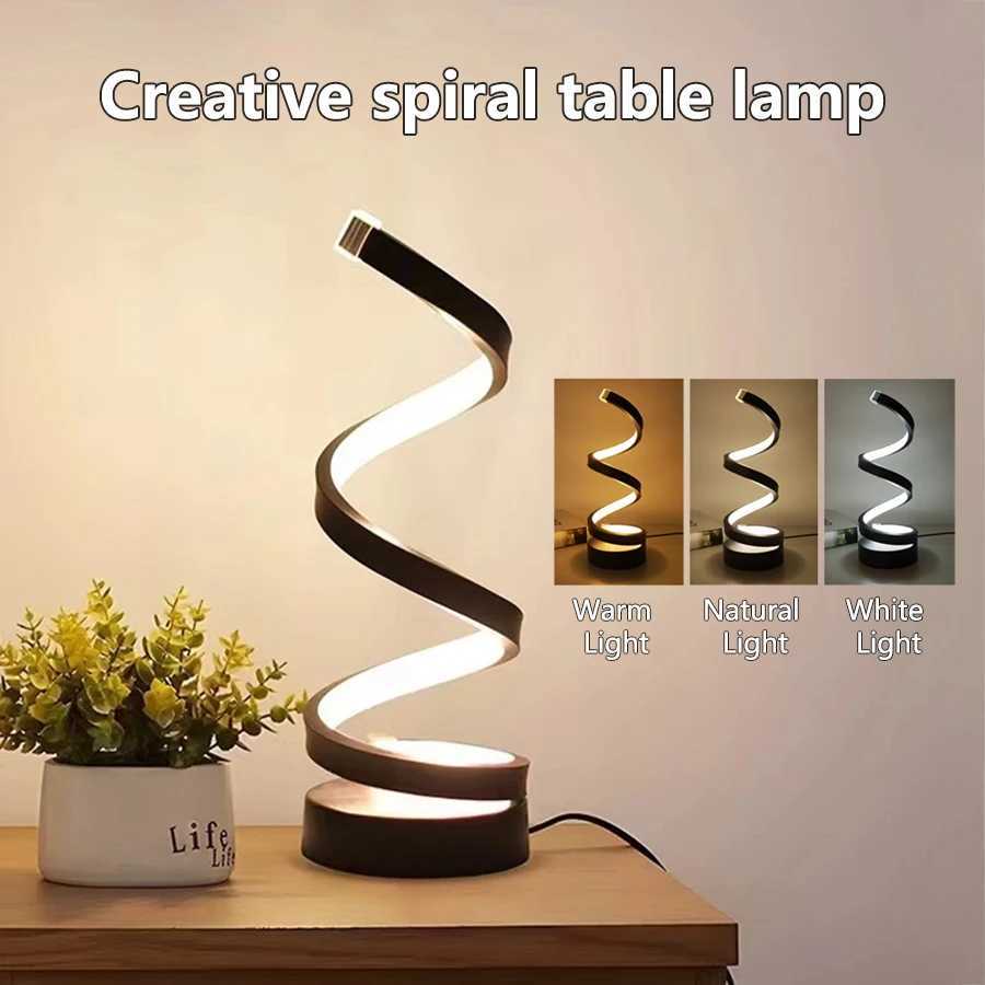 Modern Creative LED Table Lamp Spiral Desk Light with 3 Colors Dimmable for Bedroom Living Room Office Bedside Decoration Lighting XJ250703