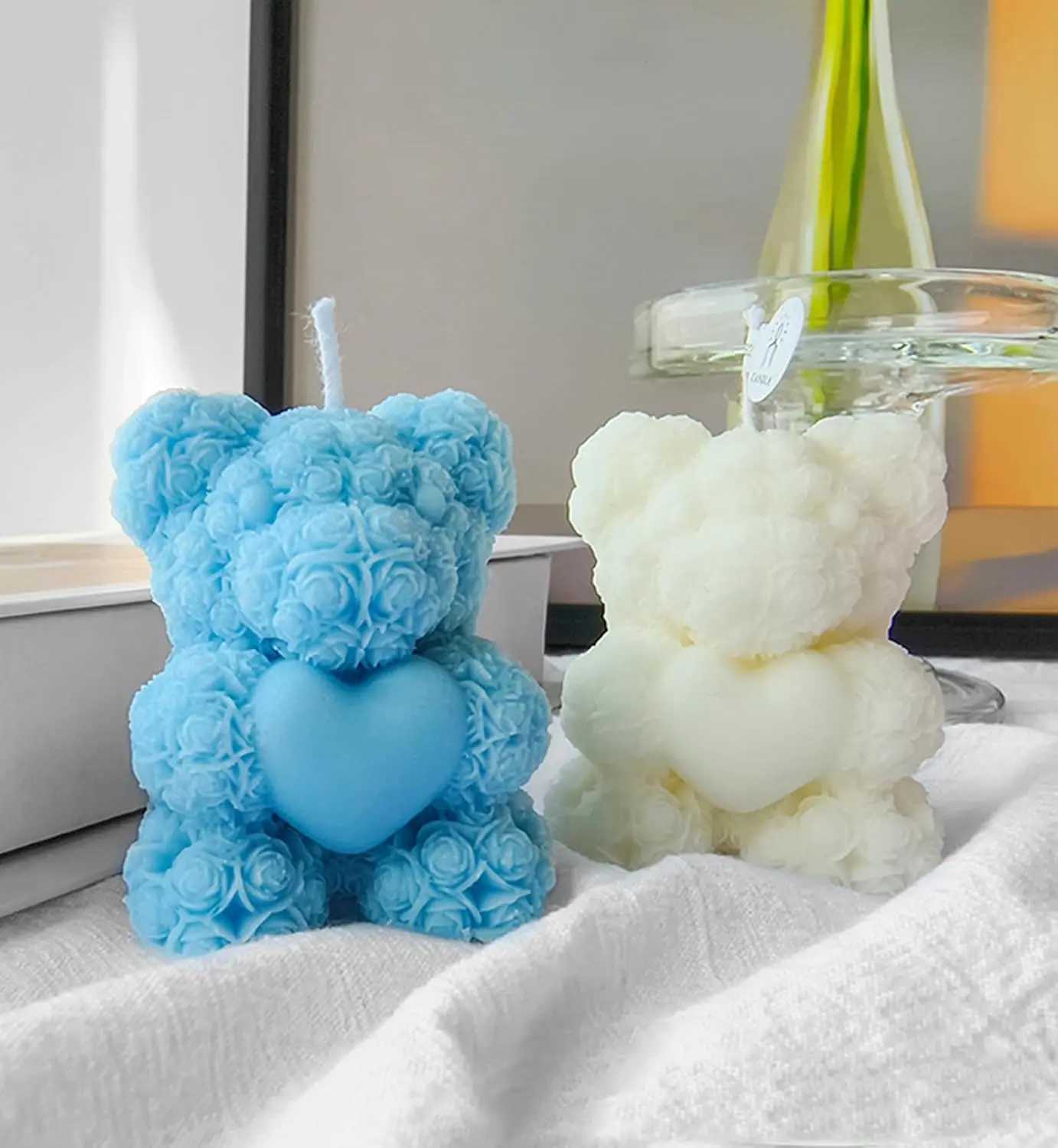 Baby Shower Favors for Guests Bear Shaped Candles Handmade Bear Candles for Boys Girls Gender Reveal W250704