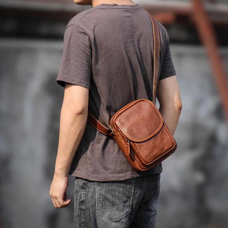 GURO High Quality Head Layer Cowhide Shoulder Bag Mens Genuine Leather Small Crossbody Mans Satchel Daily Mobile Pouch 250628