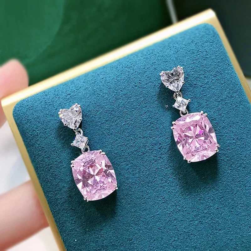 2025 New European and American Pink Earrings for Women Elegant Loving Sweet Light Luxury Geometric Jewelry Accessories Y250704