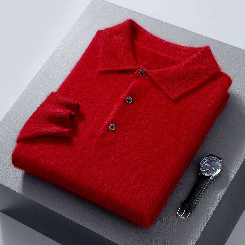 Pullover Men's Polo Neck 100% Mink Cashmere Knitted Sweater Casual Loose Large Size Long Sleeve 23 Winter Korean Version 250704
