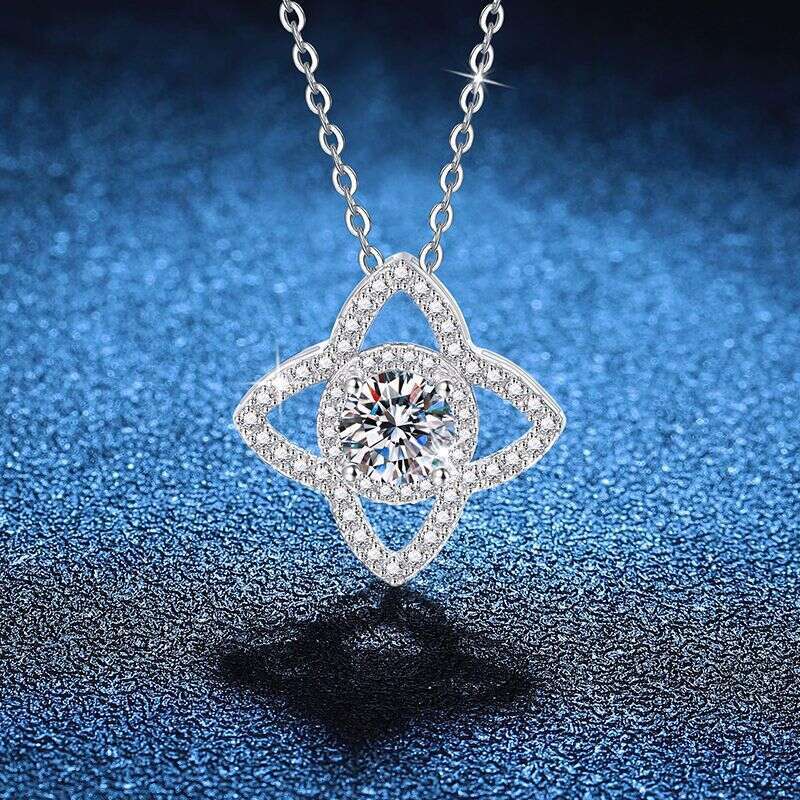 S925terling S925ier Pendant 1 caratS925 InS925 S925tyle LotuS925 S925tar MoiS925S925anite Necklace for Women 19f