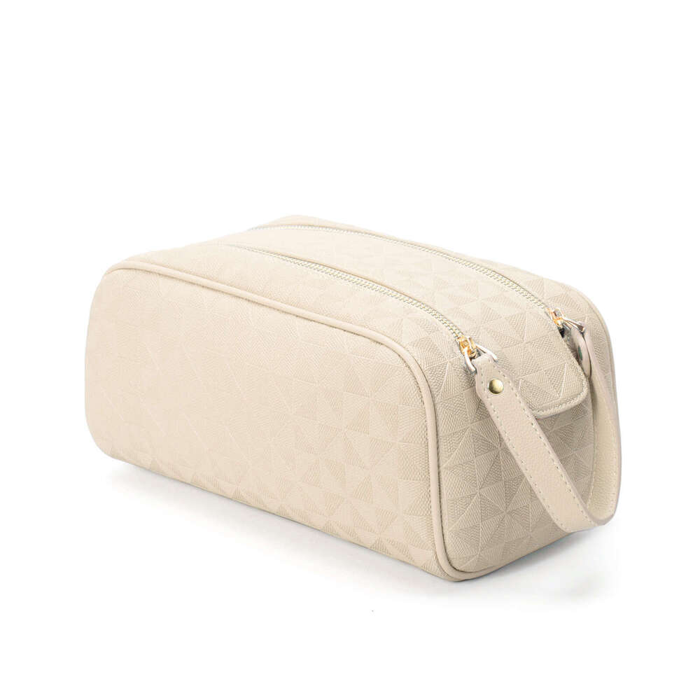 Lacel Urwebin Fashion Embossed Portable Double Zipper Makeup Clutch Toiletry Storage Large Capacity Handheld Cosmetic Bag