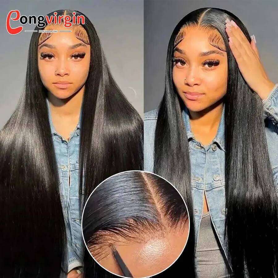 5x5 Ready To Pre-Cut Wear And Go Glueless Wigs Straight Lace Front Human Hair Wig For Women