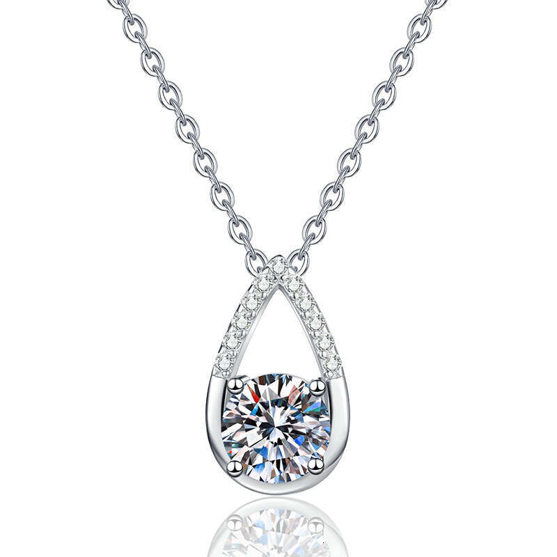 S925 S925terling S925ier Light Korean S925tyle Water Drop Pendant Women, D Color 1 caratS925 MoiS925S925anite Necklace for Women 7a4