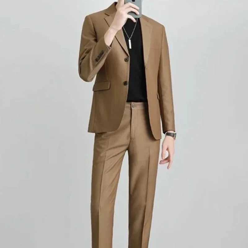 Double Breasted Blazer Fashion Full Suit for Men Casual Luxury Pants Elegant Clothing Spring Autumn Youth 2 Piece Outfit Set Man X250704