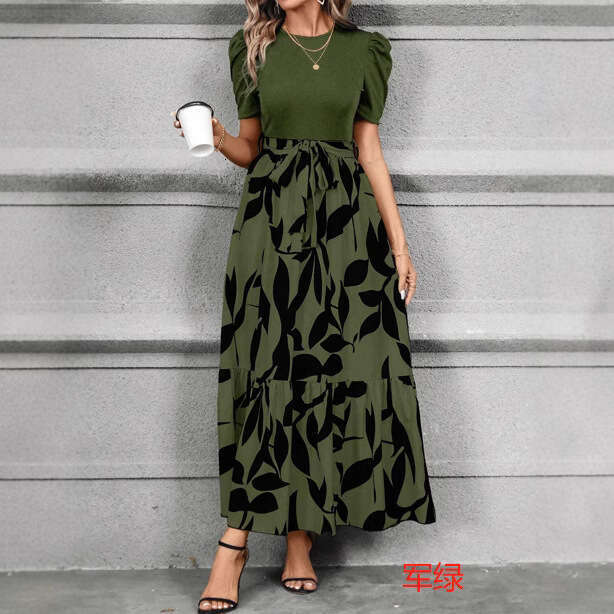 2025 New Style Unique Clothing European and American Women's Fashion Floral Print High Waist Fashionable Elegant Dress