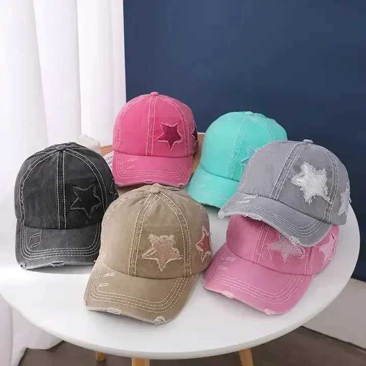 Retro Y2K Star Washed Denim Hole star Baseball cap Snapback Hats Autumn Summer fishing Hat Men Wen Caps Casquette hats Gorras X250704