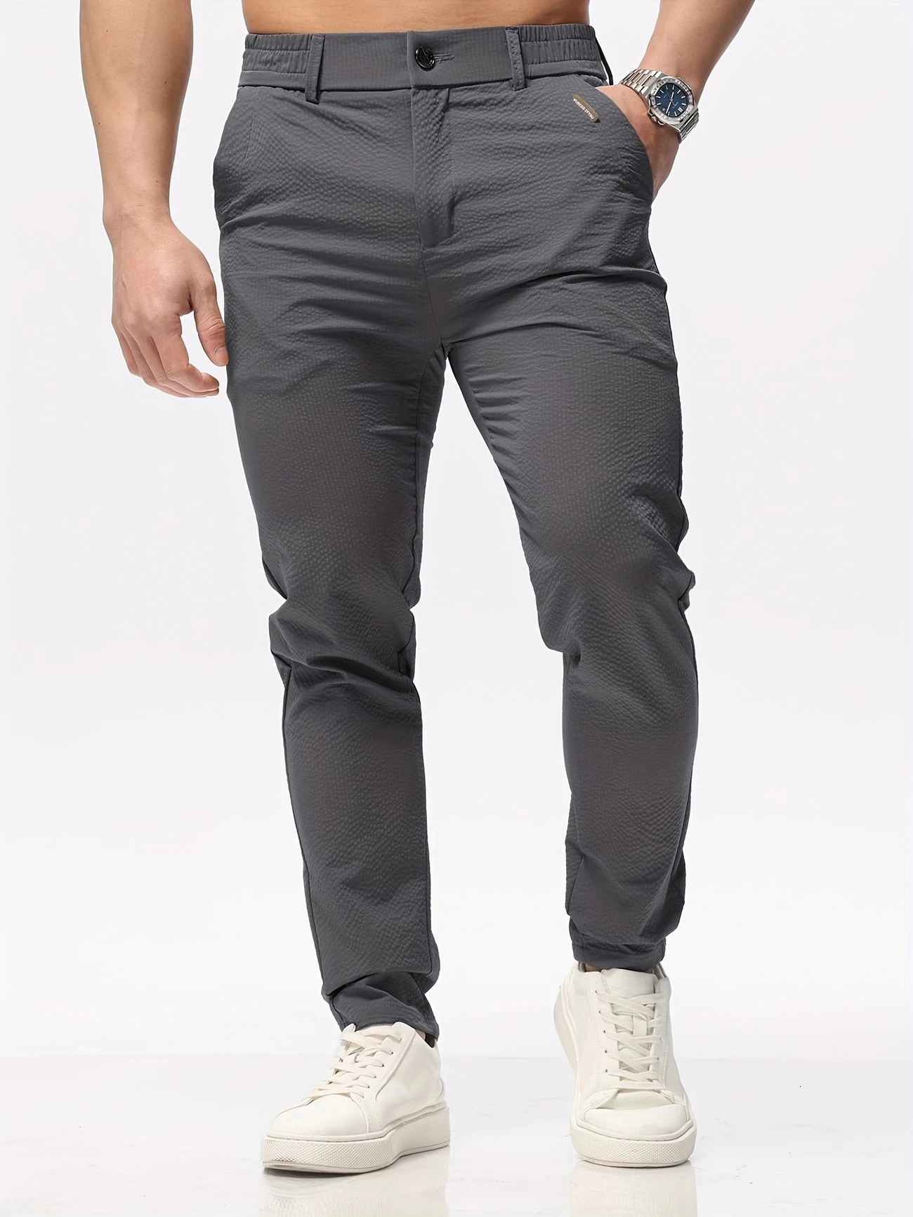 Male Pants Stretch Solid Black Smart Casual Mens Trousers Office Quick Dry Suit Pants Spring Summer Korean Straight Pants 250704