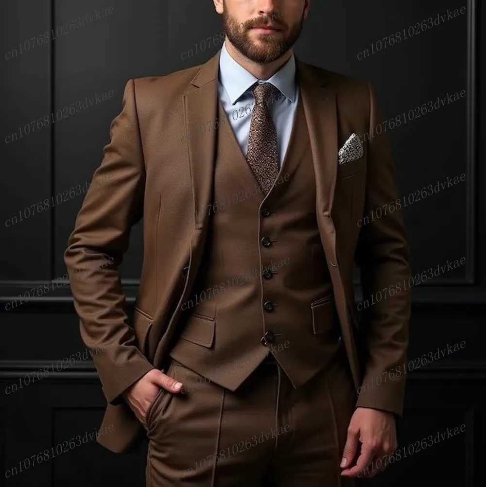 New Dark Green Men Suit Wedding Party Formal Occasion Groom Groomsman Prom Business Male Tuxedos 3-Piece Set Jacket Vest Pants X250704