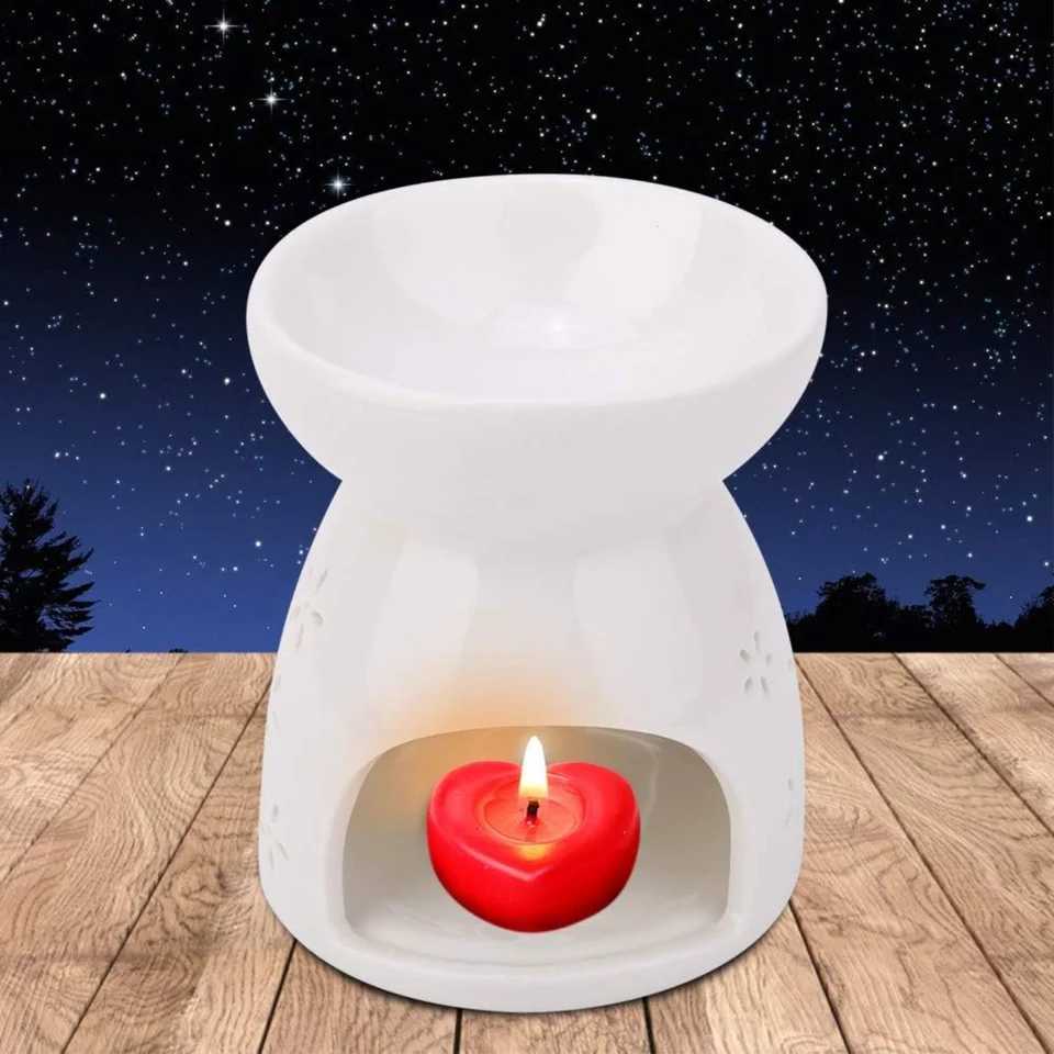 Essential Oil Burner Ceramic Wax Warmer Ceramic Candle Holder for Relaxation Bedroom Decoration W250704