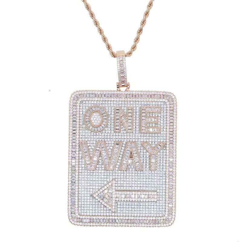 Men Hip Hop Geometric Iced Out Pendants with Full Paved Moissanite vvs1 and Boys Iced Out Bling Letter One Way Pendant