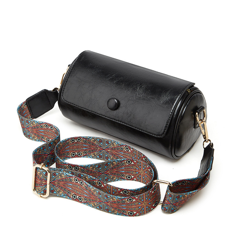 Free Shipping Retro Women's Small Bag, 2025 Designer New Fashionable Summer Multifunctional Wide Shoulder Strap Crossbody Bag, Popular Cylindrica
