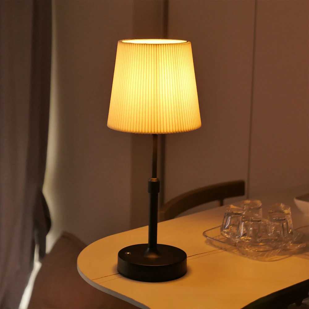 Fabric Desk Lamp Rechargeable Touch Table Lamp Replaceable E12 Bulb 2700K For Restaurant Hotel Room Bedside Decor LighingXJ250703