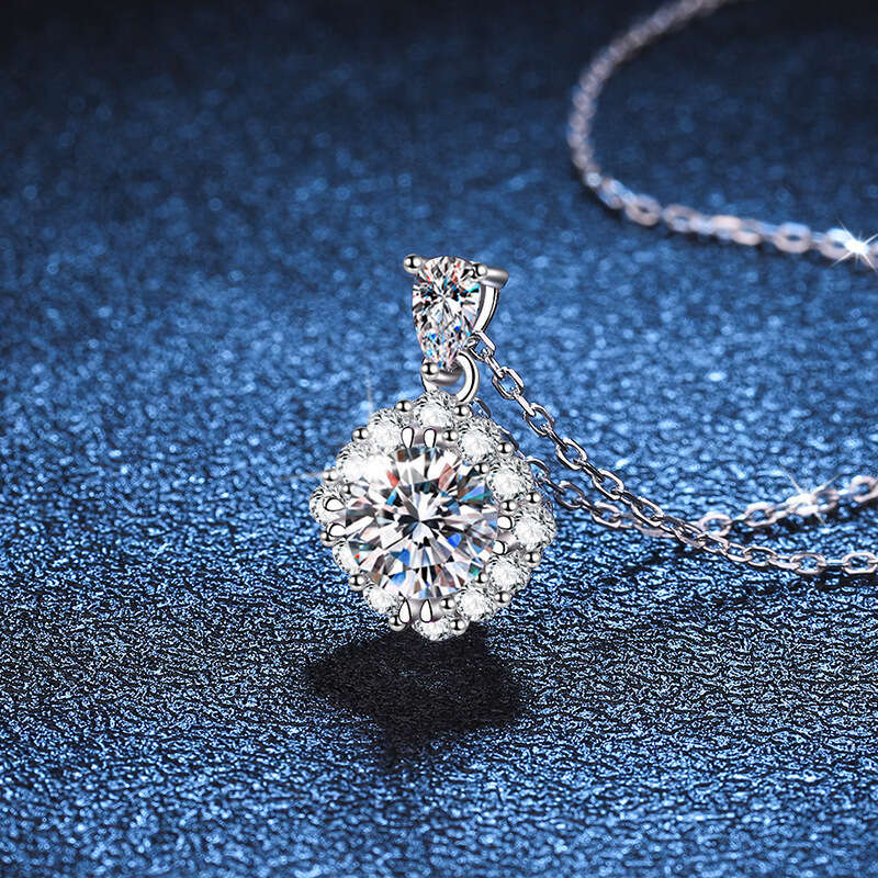 Pure S925ier Pendant for Women, Brilliant S925quare Bag, 1 caratS925 D Color Necklace, MoiS925S925anite Necklace a32